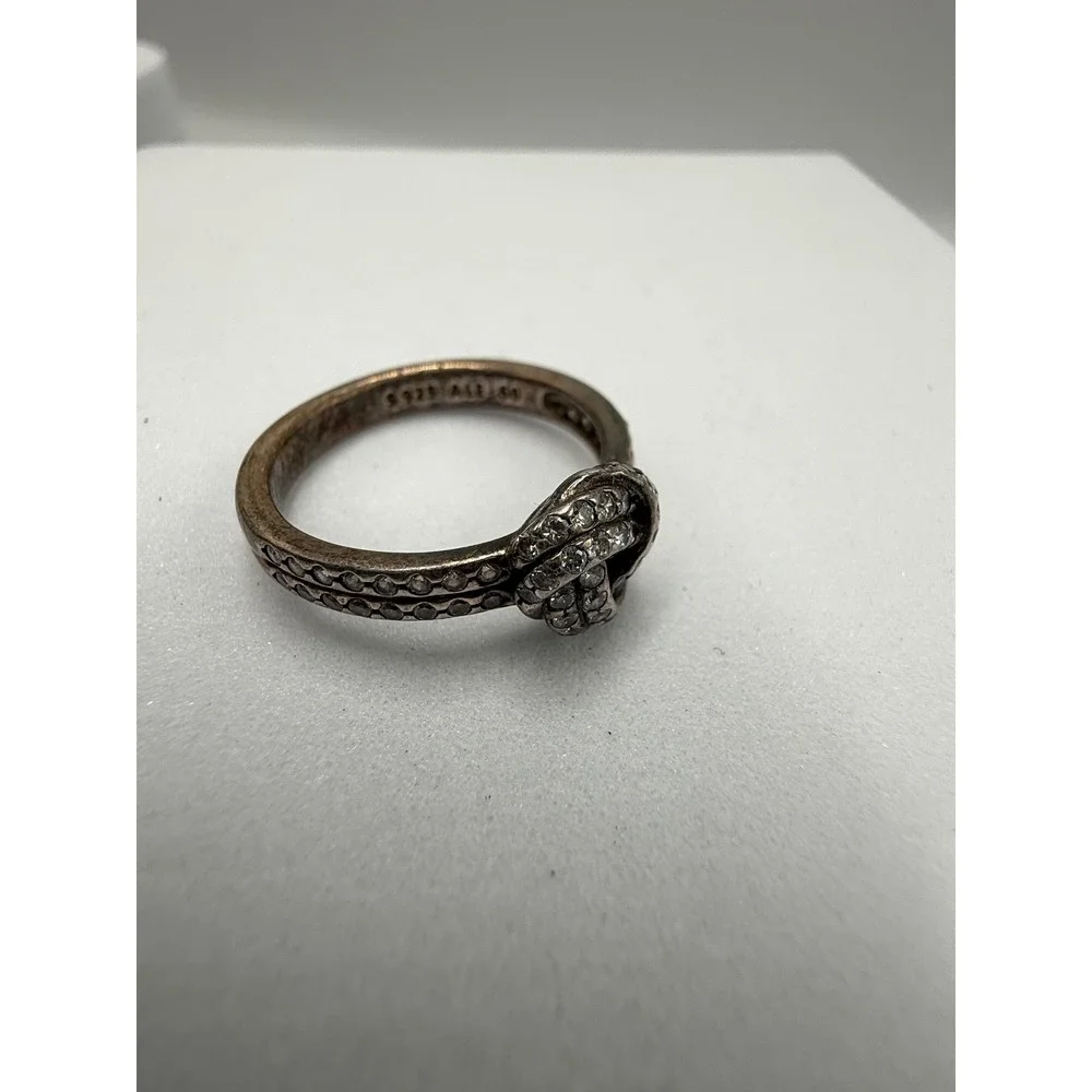 Pandora‎ Sparkling Love Knot Ring Sterling Silver Pave CZ Size 5.25 190997CZ